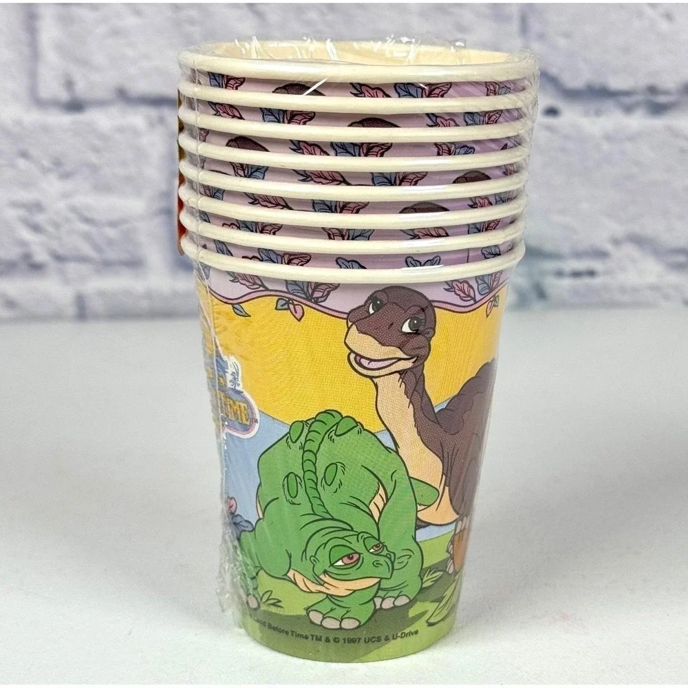 Vintage Land Before Time Littlefoot Birthday Party Hot Cold Cups Supplies 8 ct